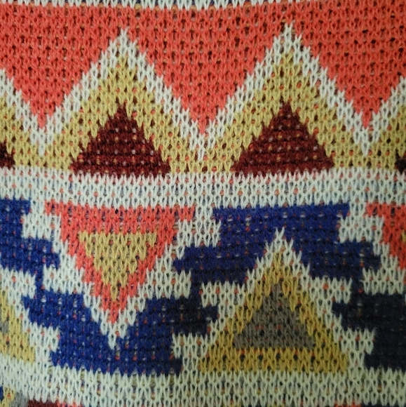 Aztec south western colorful crochet knit long Cardigan size S - Picture 3 of 10